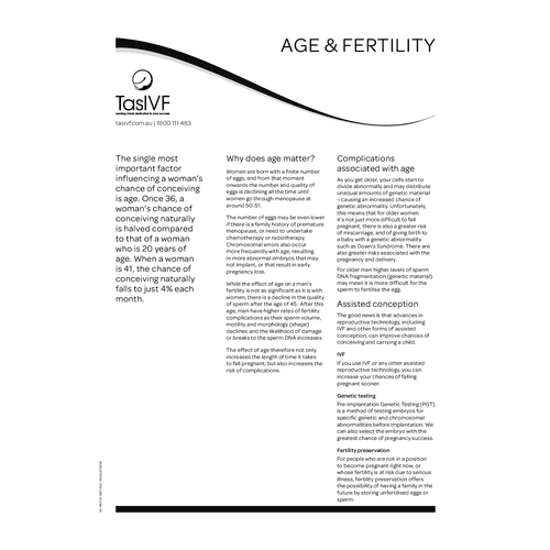 age and fertility brochure