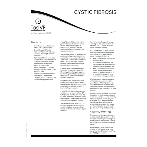 fact sheet cystic fibrosis