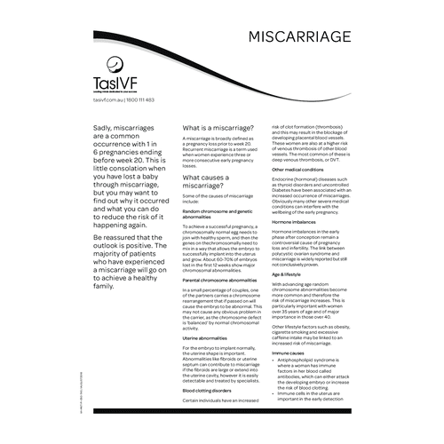 fact sheet miscarriage