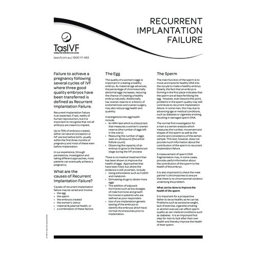 fact sheet Recurrent Implantation Failure