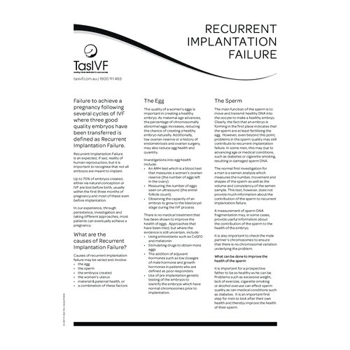 fact sheet Recurrent Implantation Failure