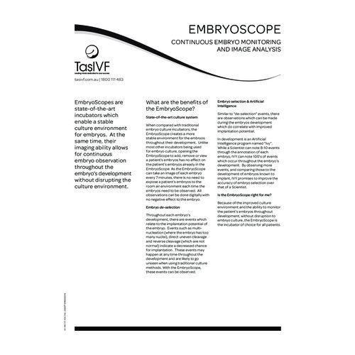 fact sheet embryoscope