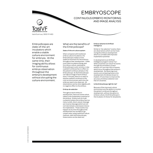 fact sheet embryoscope